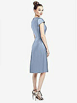 Rear View Thumbnail - Cloudy Cap Sleeve V-Neck Satin Midi Dress with Pockets