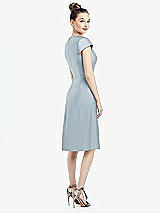 Rear View Thumbnail - Mist Cap Sleeve V-Neck Satin Midi Dress with Pockets