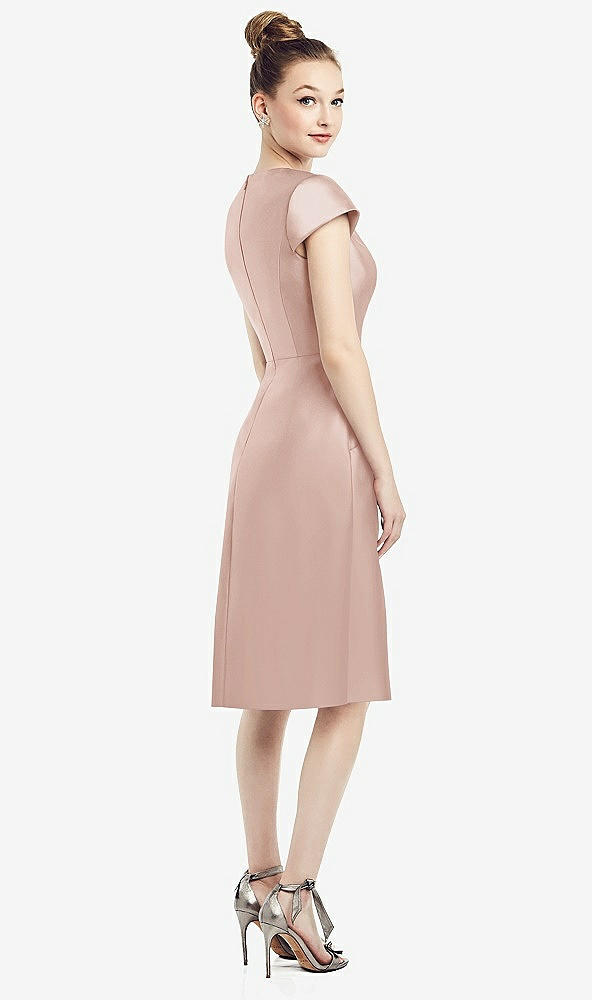 Back View - Toasted Sugar Cap Sleeve V-Neck Satin Midi Dress with Pockets