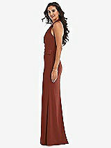 Side View Thumbnail - Auburn Moon Halter Tuxedo Maxi Dress with Front Slit