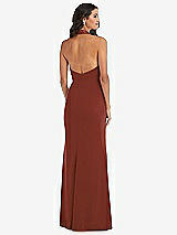 Rear View Thumbnail - Auburn Moon Halter Tuxedo Maxi Dress with Front Slit