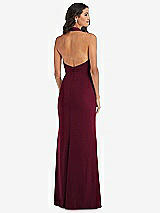 Rear View Thumbnail - Cabernet Halter Tuxedo Maxi Dress with Front Slit