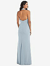 Rear View Thumbnail - Mist Halter Tuxedo Maxi Dress with Front Slit