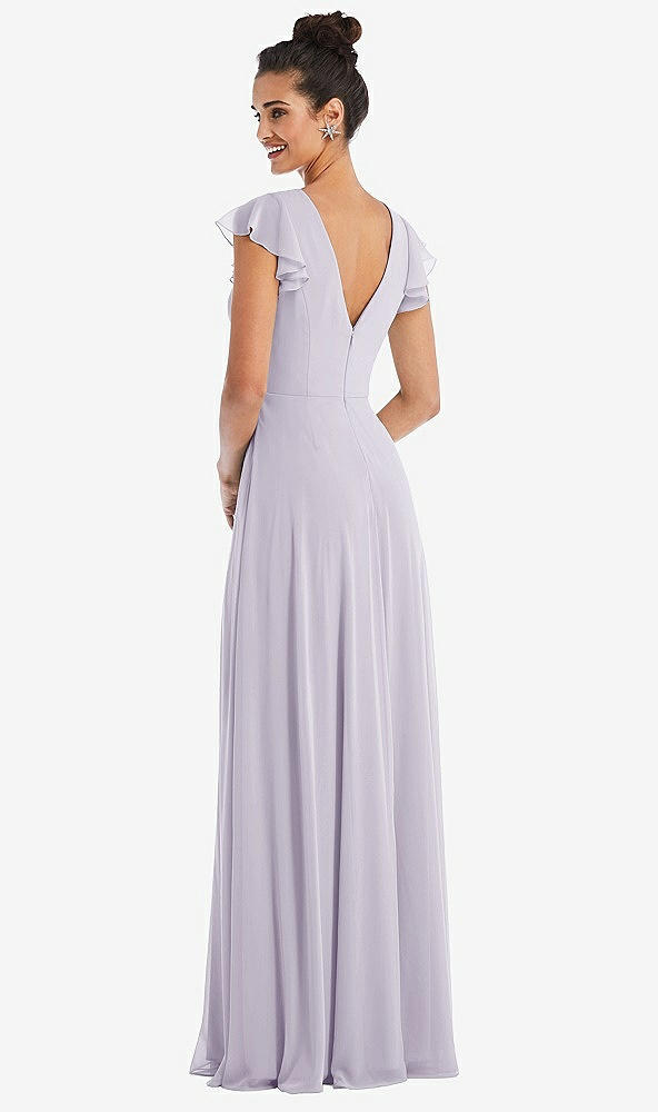 Back View - Moondance Flutter Sleeve V-Keyhole Chiffon Maxi Dress