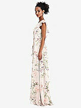 Side View Thumbnail - Blush Garden Ruffle-Trimmed V-Back Chiffon Maxi Dress