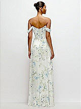 Rear View Thumbnail - Bleu Garden Off-the-Shoulder Draped Neckline Maxi Dress