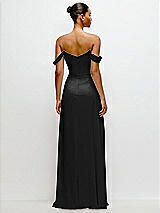 Rear View Thumbnail - Black Off-the-Shoulder Draped Neckline Maxi Dress