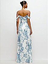 Rear View Thumbnail - Cottage Rose Dusk Blue Off-the-Shoulder Draped Neckline Maxi Dress