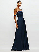 Side View Thumbnail - Midnight Navy Off-the-Shoulder Draped Neckline Maxi Dress