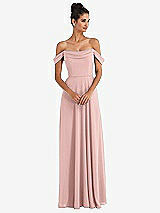 Alt View 1 Thumbnail - Rose Off-the-Shoulder Draped Neckline Maxi Dress