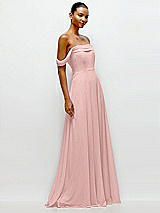 Side View Thumbnail - Rose Off-the-Shoulder Draped Neckline Maxi Dress