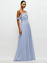 Side View Thumbnail - Sky Blue Off-the-Shoulder Draped Neckline Maxi Dress