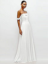 Side View Thumbnail - White Off-the-Shoulder Draped Neckline Maxi Dress