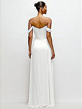 Rear View Thumbnail - White Off-the-Shoulder Draped Neckline Maxi Dress