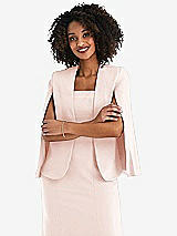 Front View Thumbnail - Blush Open-Front Split Sleeve Cape Jacket