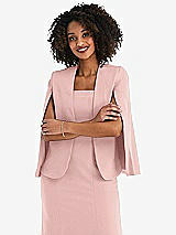 Front View Thumbnail - Rose Open-Front Split Sleeve Cape Jacket