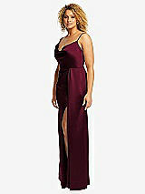 Side View Thumbnail - Cabernet Cowl-Neck Draped Wrap Maxi Dress with Front Slit