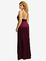 Rear View Thumbnail - Cabernet Cowl-Neck Draped Wrap Maxi Dress with Front Slit