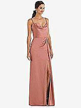 Alt View 1 Thumbnail - Desert Rose Cowl-Neck Draped Wrap Maxi Dress with Front Slit