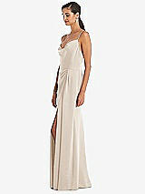 Alt View 2 Thumbnail - Oat Cowl-Neck Draped Wrap Maxi Dress with Front Slit