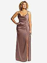 Front View Thumbnail - Sienna Cowl-Neck Draped Wrap Maxi Dress with Front Slit