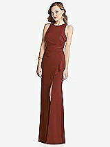 Alt View 1 Thumbnail - Auburn Moon Halter Maxi Dress with Cascade Ruffle Slit