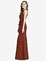 Side View Thumbnail - Auburn Moon Halter Maxi Dress with Cascade Ruffle Slit