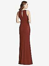 Rear View Thumbnail - Auburn Moon Halter Maxi Dress with Cascade Ruffle Slit