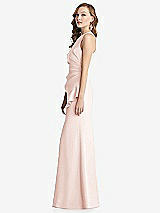 Side View Thumbnail - Blush Halter Maxi Dress with Cascade Ruffle Slit