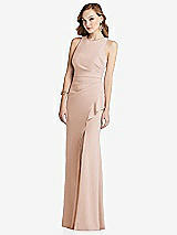 Alt View 1 Thumbnail - Cameo Halter Maxi Dress with Cascade Ruffle Slit