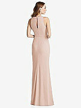 Rear View Thumbnail - Cameo Halter Maxi Dress with Cascade Ruffle Slit