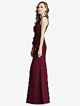 Side View Thumbnail - Cabernet Halter Maxi Dress with Cascade Ruffle Slit