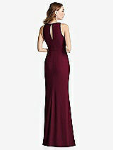 Rear View Thumbnail - Cabernet Halter Maxi Dress with Cascade Ruffle Slit