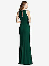 Rear View Thumbnail - Hunter Green Halter Maxi Dress with Cascade Ruffle Slit