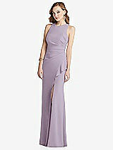 Alt View 1 Thumbnail - Lilac Haze Halter Maxi Dress with Cascade Ruffle Slit