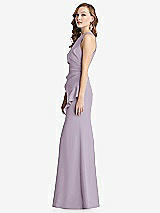 Side View Thumbnail - Lilac Haze Halter Maxi Dress with Cascade Ruffle Slit