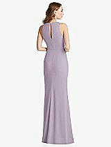 Rear View Thumbnail - Lilac Haze Halter Maxi Dress with Cascade Ruffle Slit