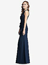 Side View Thumbnail - Midnight Navy Halter Maxi Dress with Cascade Ruffle Slit