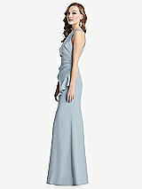 Side View Thumbnail - Mist Halter Maxi Dress with Cascade Ruffle Slit