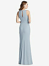 Rear View Thumbnail - Mist Halter Maxi Dress with Cascade Ruffle Slit