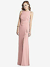 Alt View 1 Thumbnail - Rose Halter Maxi Dress with Cascade Ruffle Slit