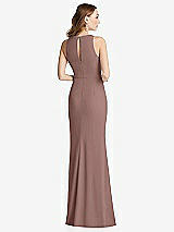 Rear View Thumbnail - Sienna Halter Maxi Dress with Cascade Ruffle Slit