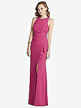 Alt View 1 Thumbnail - Tea Rose Halter Maxi Dress with Cascade Ruffle Slit