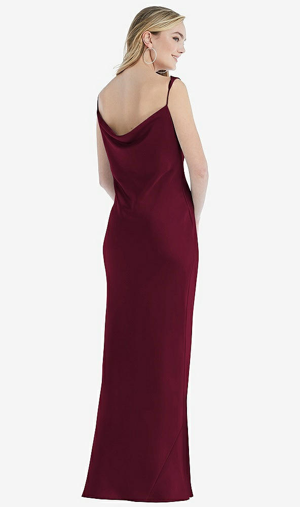 Back View - Cabernet Asymmetrical One-Shoulder Cowl Maxi Slip Dress