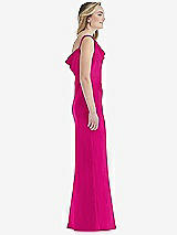 Side View Thumbnail - Think Pink Asymmetrical One-Shoulder Cowl Maxi Slip Dress