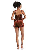 Rear View Thumbnail - Auburn Moon Velvet Ruffle-Trimmed Lounge Shorts with Pockets - Willa