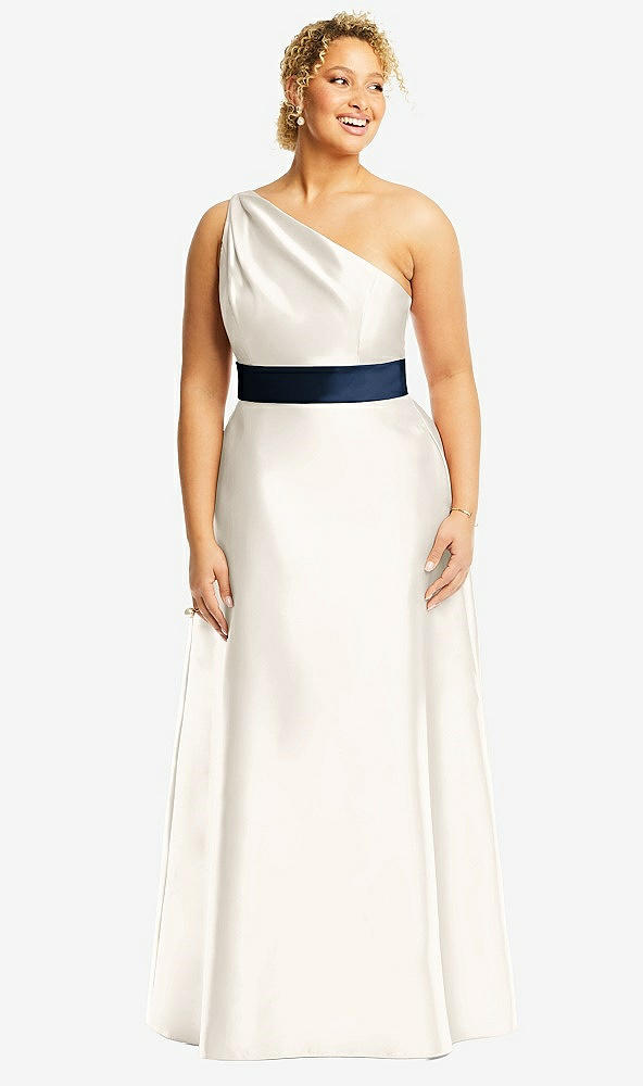 draped one-shoulder satin maxi dress with pockets