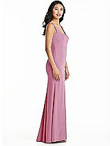 Side View Thumbnail - Powder Pink Bella Bridesmaids Dress BB136