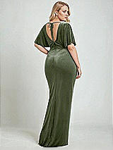 Alt View 3 Thumbnail - Sage Flutter Sleeve Open-Back Velvet Maxi Dress with Draped Wrap Skirt