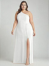 Alt View 1 Thumbnail - White One-Shoulder Chiffon Maxi Dress with Shirred Front Slit